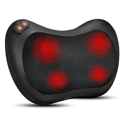 Image of iKristin Back Neck Massager,Shiatsu Massage Pillow with Heat, Deep Tissue Kneading Massager for Shoulder,Back,Legs,Electric Massager,Massage at Home,Car