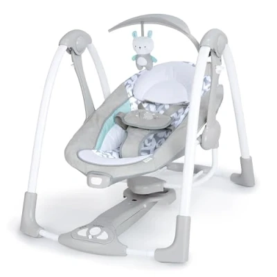 Image of Ingenuity ConvertMe 2 in 1 Compact Portable Automatic Baby Swing &amp; Infant Seat, Battery Powered Vibrations, Nature Sounds, 0 9 Months 6 20 lbs (Raylan)