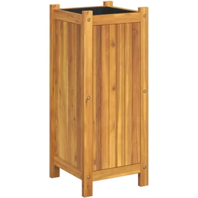 Image of vidaXL Garden Planter with Liner 31x31x75 cm Solid Wood Acacia