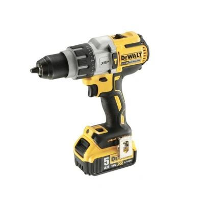 Image of Dewalt DCD996P2 2 x 5.0 Ah XR Li Ion Brushless Combi Drill Kit, 18 V, Yellow/Black, Set of 7 Piece