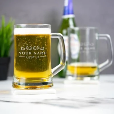Image of So Bespoke Personalised Beer Tankard Engraved Glass Custom Glassware Gift Idea (Style 9)