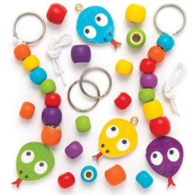 Image of Baker Ross AR440 Snake Wooden Keyring &amp; Bag Dangler Kits (Pack of 4)