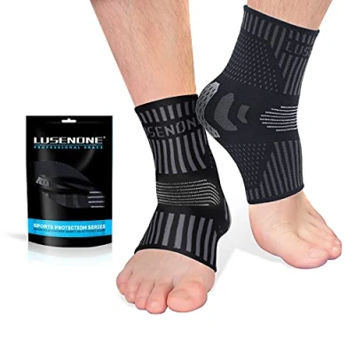 Image of Professional Ankle Support Brace 2 Pack, Breathable Plantar Fasciitis Socks, Anti Slip Compression Sleeve Socks for Joint Pain, Ligament Damage, Sprained Ankle, Achilles Tendonitis, Sports