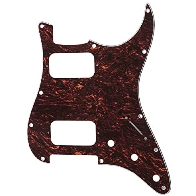 Image of Musiclily Pro 11 Holes Round Corner HH Strat Pickguard 2 Humbuckers for American/Mexican Fender Standard Stratocaster Electric Guitar, 4Ply Red Tortoise