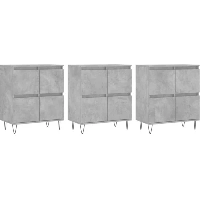 Image of vidaXL Sideboards 3 pcs Concrete Grey Engineered Wood