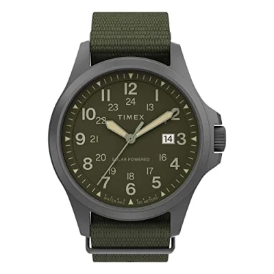 Image of Timex Men&#039;s Expedition North Field Post Solar 41mm Recycled Fabric Strap Watch Gunmetal/Green