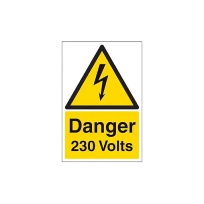 Image of V Safety Danger 230 Volts Warning Sign 200mm x 300mm 1mm Rigid Plastic