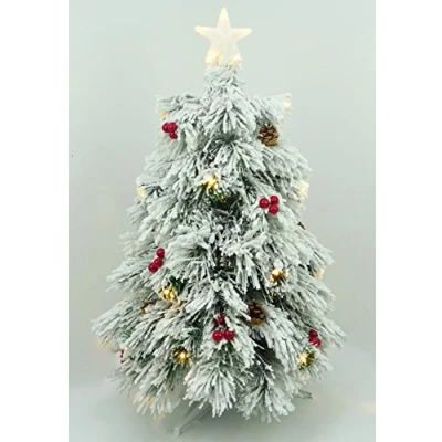 Image of Christmas Concepts® 3ft (90cm) Pre Lit Snow Frosted Fibre Optic Pine Tree With Cones, Red Berries And LED Lights