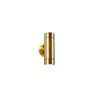 Image of Brac 2 Light Outdoor Up Down Wall Lamp Real Brass IP44