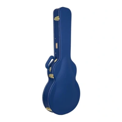 Image of Crossrock Designer Series Wooden Case for 335 Style 6 string Semi Hollow Electric Guitars Security Lock, Metal Feet, Storage Space Vibrant Blue(CRW520SAVB)