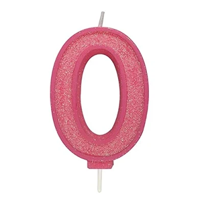 Image of CULPITT Sparkle Number Candles for Cake &amp; Cupcakes, Single Numbers from 0 9, Say Happy Birthday with These Candle Sparklers, Celebrate Birthdays Anniversaries Flair Pink Zero, 613792