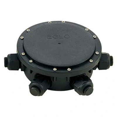 Image of Eglo Waterproof Electrical Box, External Light Junction Box 6 Way, Outdoor Cable Connector, Black Plastic, IP68