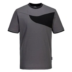 Image of Portwest PW2 Cotton Comfort T Shirt S/S Zoom Grey/Black Large