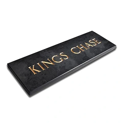 Image of Premium Charcoal Grey Slate House Signs, Personalised With Your Name/Number (150mm x 460mm 20mm)
