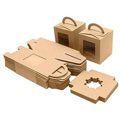 Image of Belle Vous Brown Individual Cupcake Boxes (50 Pack) Small Single Bakery for Cake Portions, Slices, Cookies, Muffins &amp; Desserts Cardboard Treat Gift Packaging