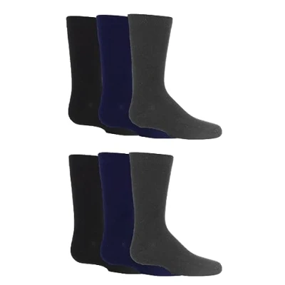 Image of SockShop Kids Bamboo School Socks Boys Girls Plain Striped Breathable, Soft, Cooling Comfort Cuff Smooth Toe Seams 6 Pairs Black Navy Grey 12.5 3.5 (8 12 Years)