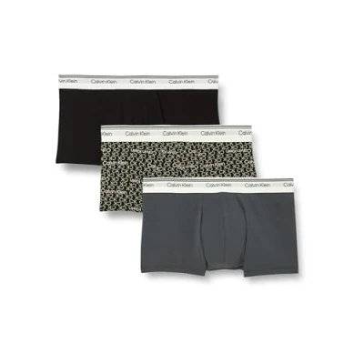 Image of Calvin Klein Low Rise Trunk 3PK Men&#039;s, BLUE (TURBULENCE/CK CK LOGO_BLACK/ BLACK), XL