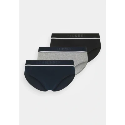 Image of Schiesser 3PACK Slips Organic Cotton 95/5 Briefs, Men&#039;s, Size: Small, Blue/black/grey