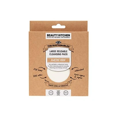 Image of Beauty Kitchen The Sustainables Large Reusable Cleansing Pads x 2 Eco friendly Makeup Remover Gentle and Effective Skincare Essential