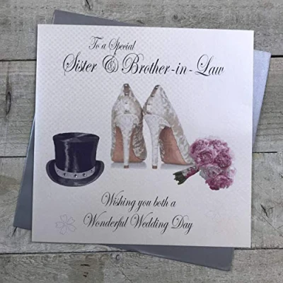 Image of white cotton cards Large To a Special Sister and Brother in Law Wishing You Both Wonderful Wedding Day Handmade Card, White, XMPD8