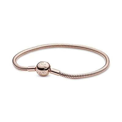 Image of PANDORA Moments Women&#039;s 14k Rose Gold Plated Snake Chain Bracelet for Charms, Size 17, No Box