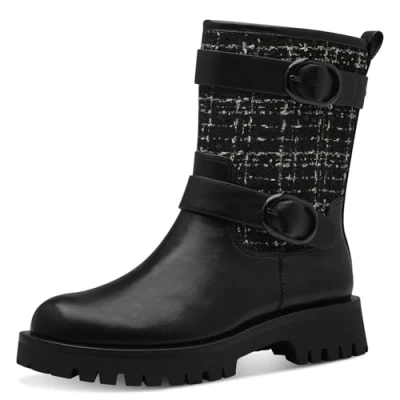 Image of Tamaris Cowboy/biker ankle boot black, Women&#039;s, Size: 7.5, Black Imitation leather/ textile