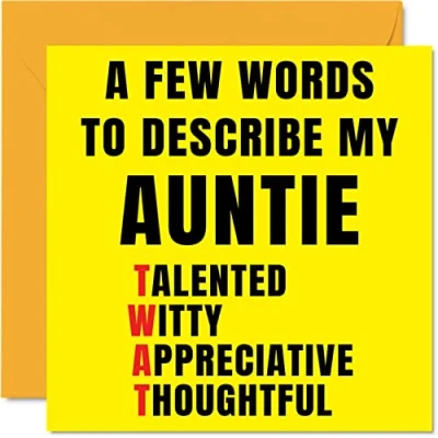 Image of Rude Birthday Cards for Auntie Few Words Describe Tw*t Joke Happy Card Aunt from Niece Nephew, Aunty Banter Gifts, 145mm x Offensive Greeting Gift