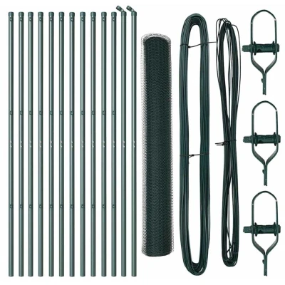 Image of vidaXL Fencing Set of 2 Dark Green Metal 25 x 1 m Outdoor