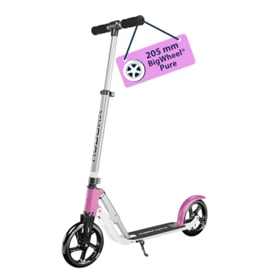 Image of HUDORA BigWheel Pure scooter Sturdy aluminium with stand Adjustable in height &amp; foldable city for up to 100kg Kick teenagers and adults