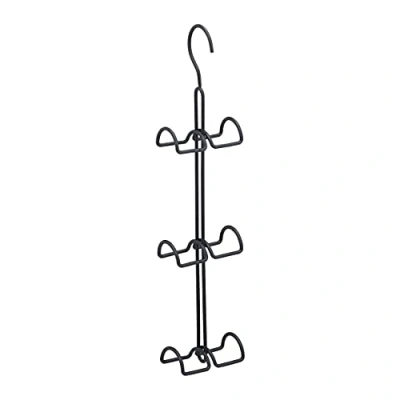 Image of Relaxdays Handbag Storage Rack with 6 Hooks, Space Saving Purse Hanger, Metal Bag Organiser, 39.5 x 8.5 4.5 cm, Black, Iron, 1 item