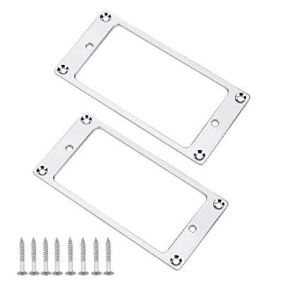 Image of OTOTEC 2Pcs Silver Humbucker Pickup Mounting Rings With Screws Fittings 92x45.5x2mm Metal Flat Cover Frame For Electric Guitar Replacement Parts