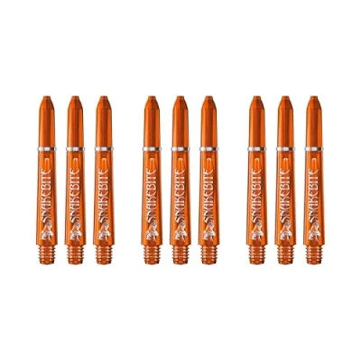 Image of RED DRAGON Peter Wright Snakebite Signature Series Short Orange Stems 3 Sets Per Pack (9 Shafts in Total)