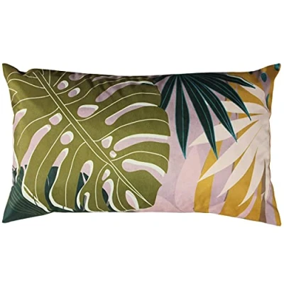 Image of furn. Leafy Outdoor Polyester Filled Cushion, Blush, 30 x 50cm