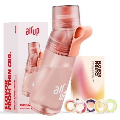 Image of AIR UP® water bottle Gen2 original starter set with pods in 5 flavours I 600ml drinking sugar free flavouring dishwasher safe, BPA Poppy Red