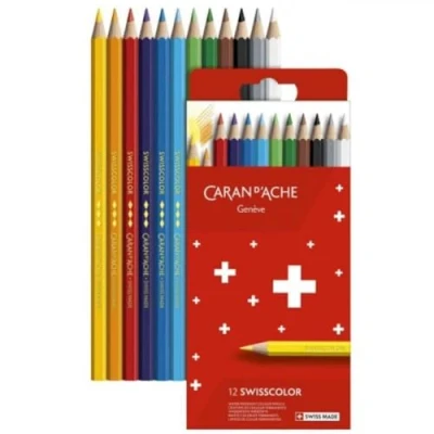 Image of Caran d&#039;Ache Swisscolor Cardboard Case with 12 Waterproof Colouring Pencils