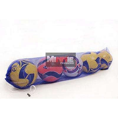 Image of 5 Ball Mesh Carry Sack Football/Netball Bag Netbag with drawstring closure