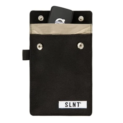 Image of SLNT Signal Blocking Faraday Key Fob Case with Silent Pocket Car Anti Theft Device Shields Against All Types, Includes RFID &amp; Durable Bag, Fits Most Keyfobs (Black, X Small)