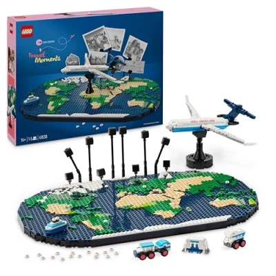 Image of LEGO Family Travel Moments World Map Building Toy for Teens, Fun Living Room Decor or Wall Art Set Imaginative Play as a Activity, Includes Photo Holders, Gifts Travellers 41838