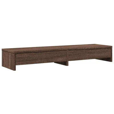 Image of vidaXL Monitor Stand with Drawers Brown Oak 100x27x15 cm Engineered Wood