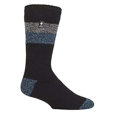Image of HEAT HOLDERS Mens Extra Thick Thermal Socks for Winter Warm Fluffy Fleece Insulated Gifts Men (6 11, Navy/Denim Heel &amp; Toe (Berlin))
