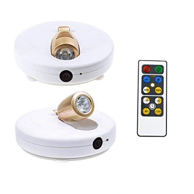 Image of HONWELL LED Spotlights Ceiling Lights Wireless AA Battery Powered Dimmable Display for Picture Cabinet Remote Controlled Puck Stick on Anywhere Indoor 2 Pack