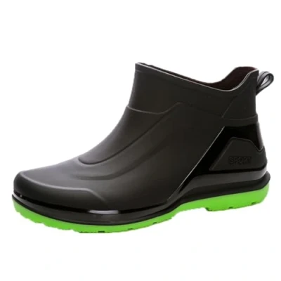 Image of AUXDIQ Wellington Boots Men Short Ankle Wellies Waterproof Rain Outdoor Garden Shoes Green 9 UK