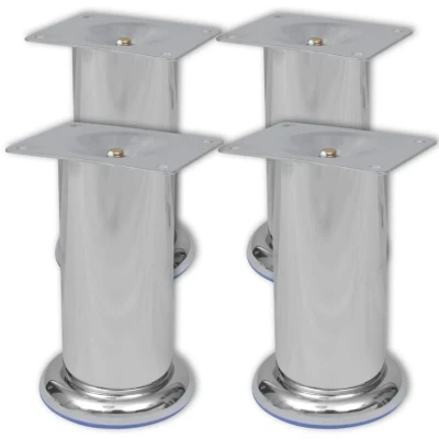 Image of vidaXL 4x Round Sofa Legs Chrome 120mm Seat Base Replacement Part Accessory