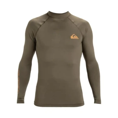 Image of Quiksilver Long Sleeve UPF 50 Surf T Shirt EVERYDAY UPF50 LS Men Brown XS
