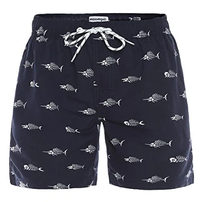 Image of MaaMgic Mens Quick Dry Short Swim Trunks with Mesh Lining Swimwear Bathing Suits, G5 ms092 navy Blue, Medium ( Waist:31&#039;&#039; 33&#039;&#039; )