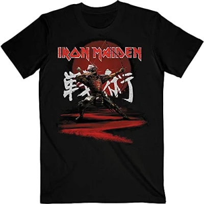 Image of Iron Maiden T Shirt Senjutsu Eddie Archer Red Circle Official Mens Black XXL