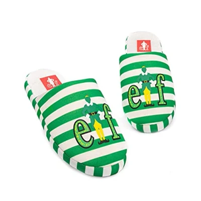 Image of Elf Movie Slippers for Women Ladies Adults Green White Buddy Character Shoes Christmas Merchandise Her Stocking Xmas Eve Slip On House