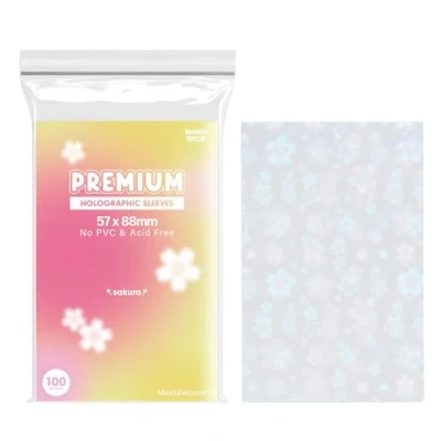 Image of Mandu Deco Sakura Flower Holographic Kpop Photocard Sleeves Card Protector PVC Free and Acid Shield Cover 100 per Pack (57x88mm)