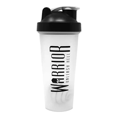 Image of Warrior Protein Shaker Bottle, Includes Wire Mixball Blender 600ml Perfect for Mixing Powdered Shakes, Clear, BPA Free, Dishwasher Safe