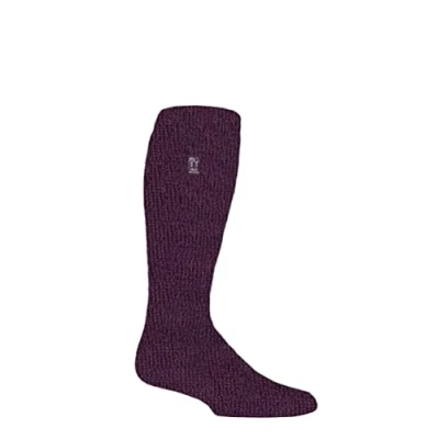 Image of Mens 1 Pair SOCKSHOP Heat Holders Outdoor 2.3 TOG Plain Long Leg Gardening Socks Plum 6 11